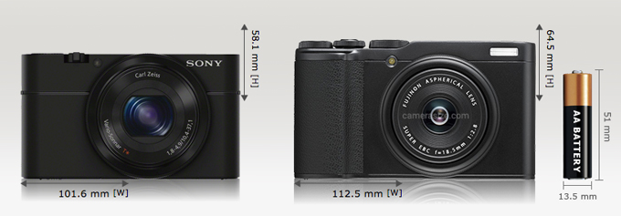 SONY RX100とFUJIFILIM XF10のサイズ比較